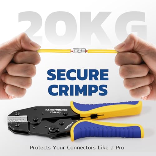 haisstronica Crimping Tool for Non-Insulated Terminal,AWG 22-8 Ratchet Wire Crimper Tool,Wire Terminal Crimper HS-7327
