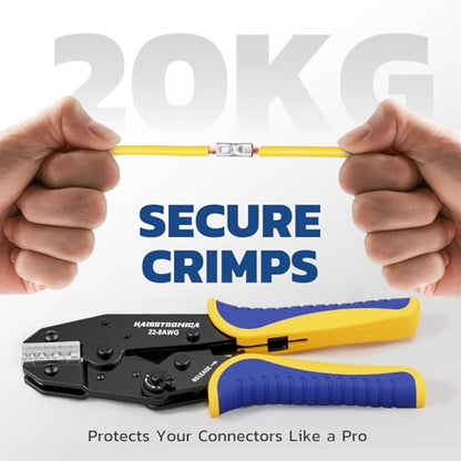 haisstronica Crimping Tool for Non-Insulated Terminal,AWG 22-8 Ratchet Wire Crimper Tool,Wire Terminal Crimper HS-7327