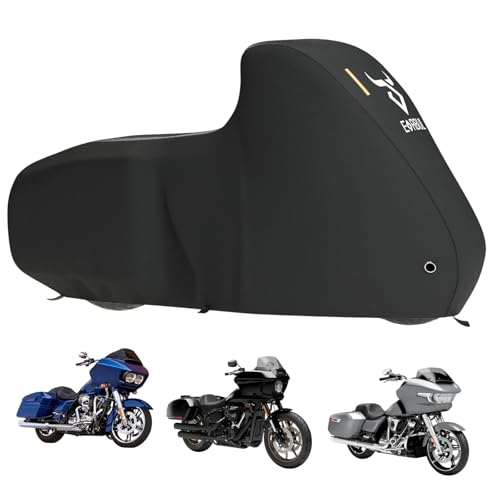 EVRBUL Motorcycle Cover Heavy Duty 420D Outdoor All Seasons Motorbike Sun Cover Protection Compatible with Harley Davidson Road Glide Custom Street Glide Low Rider and up to 98’’ Most Motorcycle - size: 98’’-Side box