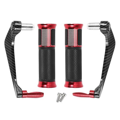 7/8" 22mm 15/16" 24mm Motorcycle Hand Grips Cover Kit Aluminum Alloy Rubber Handlebar Grips Diamond Pattern Side Checkered Diamond Pattern Red - color: Red