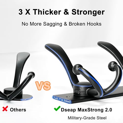 Dseap Coat Rack Wall Mount, Heavy Duty 12-Gauge Base vs Flimsy 1mm, Double-Thick Solid Anti-Snap Hooks, 16” Stud-Mount, Stainless Steel Hanger for Clothes Hat Entryway Closet, Green, Pack of 2 - color: Green, size: L=17" (2pcs)