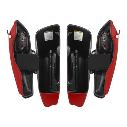HR3 Billiard Red/Vivid Black 4" Stretched Hard Saddlebags w/Speaker Lids Compatible with 2021 Road Glide Special FLTRXS (Replace for OEM) - color: Billiard Red / Vivid Black