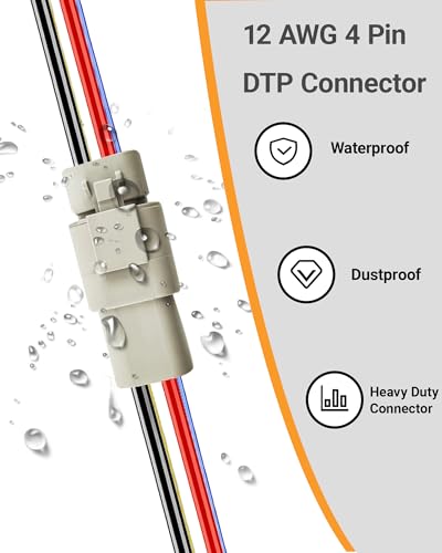 12 AWG 4 Pin DTP Connector, 4 Way Automotive Waterproof Electrical Connectors Heavy Duty, 12 Gauge Cable Wire Male and Female Quick Connect Harness for Car Truck Boat LED-3 Pack - style: 4 Pin:12AWG