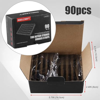 AWELCRAFT Tire Repair Strings 90pcs 4" black, Automotive Tool Tire Repair Plugs for Tubeless Off-Road Tires Car, Bike, ATV, UTV, Wheelbarrow, Mower