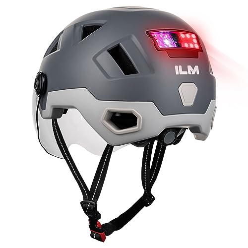 ILM Smart Adult Bike Helmet with Automatic G-Sensor Turn Signal & Brake Warning LED Light Control Road Cycling Helmet E3-12LS - color: Gray, size: XX-Large