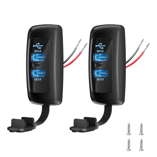 2PCS 3 Ports 12V RV USB Outlet 72W, 2PCS Type-C PD3.0 Quick Charge & Dual QC3.0 Panel Wall Surface Mount, Automotive Car Multi-Port USB Socket Charger Adapter for RV Marine Boat Bus Camper ATV Truck - color: 2PCS