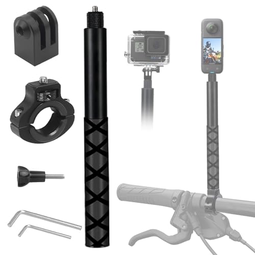 Motorcycle Bike Handlebar Mount Selfie Stick for Gopro, Motorcycle kit Clamp Mount Accessories Compatible with Insta 360 ACE Pro X5 X4 X3 X2 X RS R GO 3 2, Gopro Hero 13 and DJI OSMO Action 5 Camera