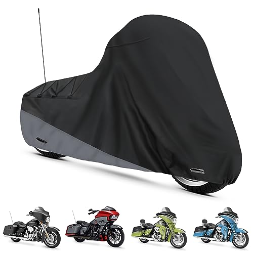 XYZCTEM Motorcycle Cover for Touring Models Harley Davidson Road King Road Glide Street Glide Electra Glide Low Rider-ST Indoor & Outdoor All Weather Protect from Dust Sunlight Rain, Black - size: Side Box