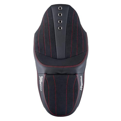 Advanblack SIK Baggers Touring Seat with Custom Stitching for 2009–2023 Harley Road Glide, Street Glide, Road King & Electra Glide，Gel-Lab Cushion, Synthetic Suede, No Backrest Slot (Red Stitching) - color: Red Stitching