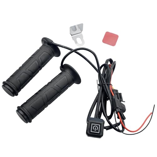 7/8''ATV UTV Heated Motorcycle Grips, 12V 3 Temperature Electric Heated Hand Grips Fit for Harley Honda Kawasaki Yamaha 22mm Diameter Handlebar, Waterproof Anti-Slip