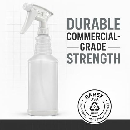 Bar5F Commercial Spray Bottles with Adjustable Trigger, Chemical Resistant HDPE, BPA-Free (3-Pack / 24 oz/Multicolor)