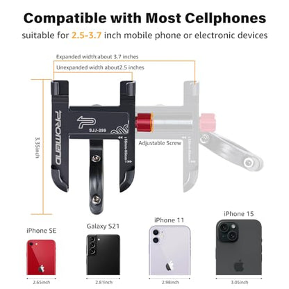 Ralos Bike Phone Mount, Aluminum Motorcycle Cellphone Holder, Mountain Bicycle Handlebar Cell Phone Clamp, Scooter Phone Clip for iPhone 16 Pro Max, 15 14 13 12 Mini, Samsung - color: Black