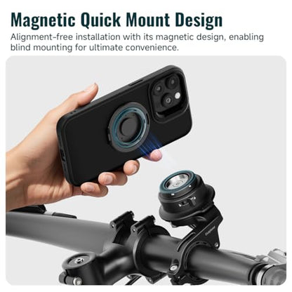 Quick Launch Magnetic Motorcycle Phone Mount QB01&QU01 | Universal Interface, Anti-Vibration Handlebar Bracket, Secure Lock, 360° Blind Installation - style: QB0U1