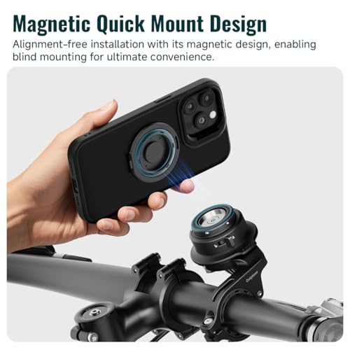 Quick Launch Magnetic Motorcycle Phone Mount, Anti-Vibration Handlebar Bracket with Secure Lock for Bike Scooter Moto MTB, 360° Blind Installation for Phones (QB01-Bike-Pro) - style: QB01