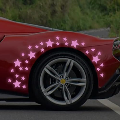 30pcs Star Vinyl Decal for Cars, High Intensity Reflective DIY Stickers for Window Bumper Mirror Laptop Decals Waterproof Night Safety Sign Car Stickers (Purple) - color: Purple