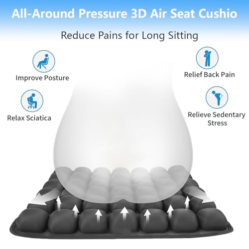 Inflatable Seat Cushions for Travel,42 Cells Ultra Withstand Weights and Non-Slip, Pressure Relief Seat Cushion for Airplane, Car, Wheelchair,Office Chairs, Pain Relief for Tailbone, Back, Sciatica - size: Square-shaped
