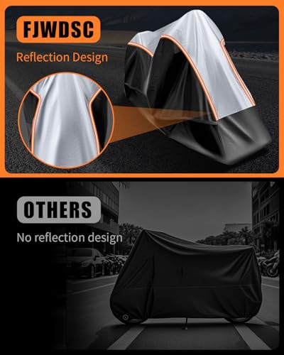 Full Enclosed Motorcycle Cover Waterproof Outdoor/Indoor Storage Waterproof Motorcycle Cover Heavy Duty with Reflective Strips Fits Dirt Bike/Scooter Motorcycles Length up to 96"（Black+Sliver） - size: 2.(XXL)96"Lx45"Wx53"H