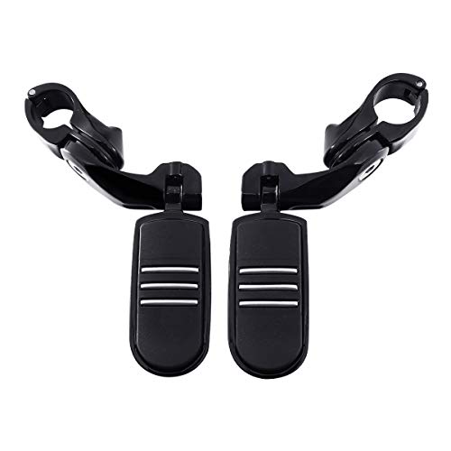 XFMT Motorcycle Highway Pegs 1.25" Short Angled Highway Footpeg Adjustable Footrest Fit For Harley Road King Street Glide Electra Glide Softail Sportster with 1 1/4" Engine Guard, Black - color: Black Style 3, size: Short Angled