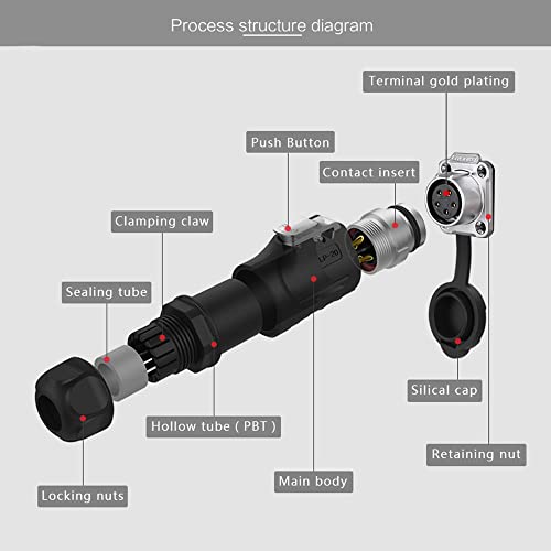 5 Pin Connector Waterproof Connectors, Aviation Wire Connector for Automotive, Power, Marine, New Energy, Solar Energy, and Other Indoor/Outdoor Electrical Connections - style: 5PIN