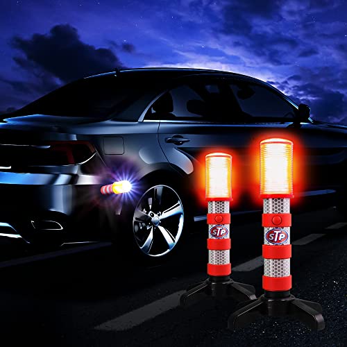 XTREME STP LED Road Flares, Emergency Road Flares for Vehicles, Car Flares with 3 Alert Modes, Magnetic Base, Foldable Stand, Emergency Roadside Lights, Visible Up to 1 Mile, White Flashlight - size: 2 Pack