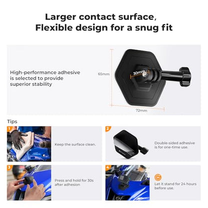 K&F CONCEPT 3Pack Flexible Adhesive Helmet Mount for GoPro Hero 13/12/11/10/9/8/7 Black, DJI Osmo Action 6/3/4/5 Pro, Insta360 X5 X4 X3 Flat Curved Surfaces Sticky Mount, Action Camera Accessories - size: 3Pack