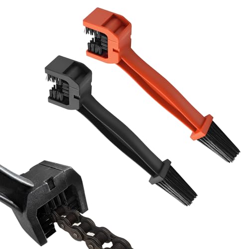 2 PCS Bike or Motorcycle Chain Washer, Motorcycle Chain Cleaning Kit, Motorbike Gear Dirt Stain Cleaning Brush, Bicycle Washer Cleaner Brush Tool for Bicycle Mountain Bike (Black+Orange, 2PCS) - color: Black+Orange, size: 2PCS
