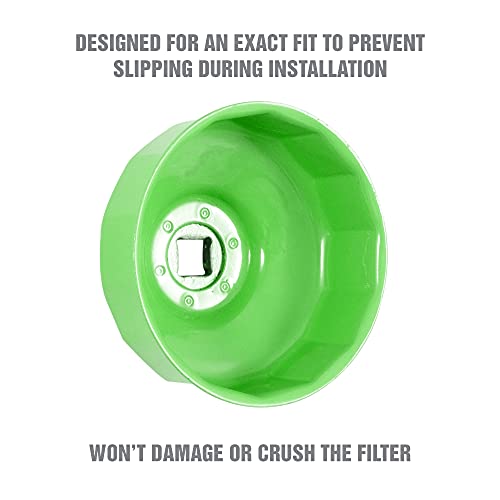 OEMTOOLS 74mm 14 Flute Oil Filter Wrench, Green, Blend - style: 74 mm 14 Flute