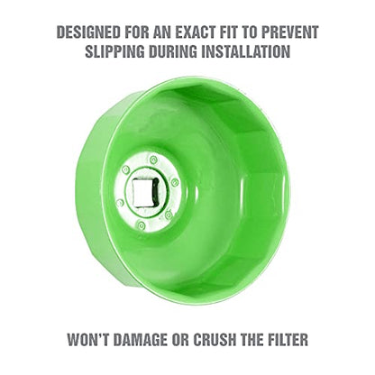 OEMTOOLS 74mm 14 Flute Oil Filter Wrench, Green, Blend - style: 74 mm 14 Flute