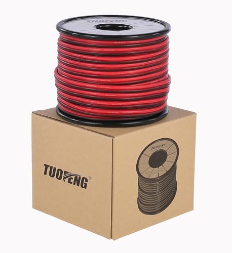 TUOFENG 18 AWG Silicone Wire 2 Conductor Parallel Wire (Black 66ft Red 66ft) Flexible Stranded Wire Electronic Hook up Wires - size: 18 AWG 2 Parallel Wire 66ft