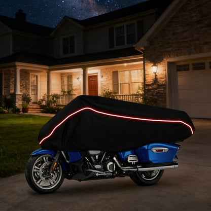 Motorcycle Half Cover Waterproof Windproof Outdoor Dustproof for Touring Models Road King Street Glide Road Glide and More, with Reflective Strip, Black - size: Upgraded Half Cover