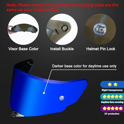 PSLER TT-Revo Visor - TT Revo Helmet Tinted Visor Face Shield Replacement for TT-Revo,Deep Blue - color: Deep Blue