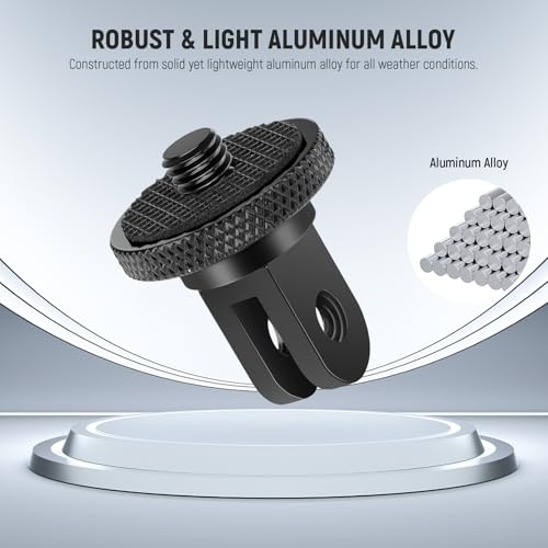 NEEWER Action Camera Tripod Mount Adapter with 1/4"-20 Screw Aluminum Alloy Accessories Compatible with Insta360 X5 X4 X3 GoPro Hero 13 12 DJI Osmo Action 5 Pro 4 3 AKASO APEMAN, GP-81 - style: GP-81