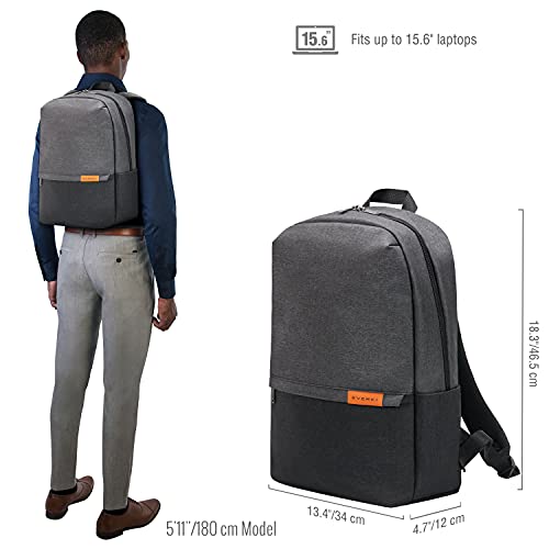 EVERKI Light Laptop Backpack with Hidden Pocket 15.6-Inch - Durable Men’s Work Back Pack, Business Travel Backpack, College Laptop Bookbag for Men & Women, Work Office Back Pack, (EKP106) Charcoal - size: 23 Liters