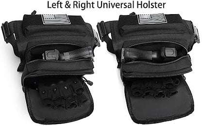 Motorcycle Tactical Drop Leg Thigh Bag with Holster Handgun Firearm Pistol Bag for Men Hunting Shooting Range Additional 3 Magazine Storage Slots - color: Army Green