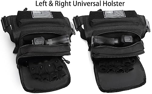 Motorcycle Tactical Drop Leg Thigh Bag with Holster Handgun Firearm Pistol Bag for Men Hunting Shooting Range Additional 3 Magazine Storage Slots - color: Tan Khaki Brown