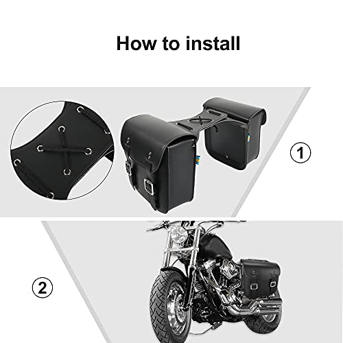 Motoforti Pair Motorcycle Saddlebag Side Tool Bags Cycling Luggage Bag Waterproof Faux Leather
