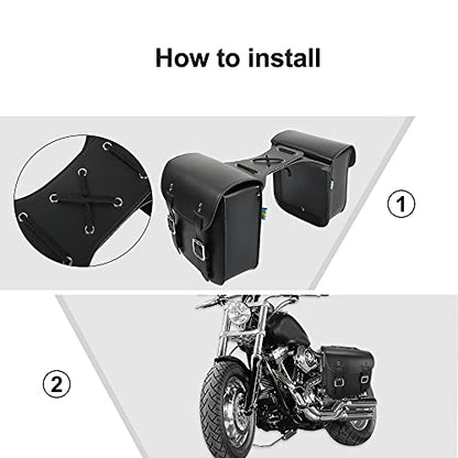 Motoforti Pair Motorcycle Saddlebag Side Tool Bags Cycling Luggage Bag Waterproof Faux Leather