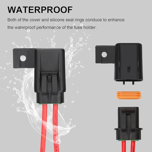 2 Pack Inline Fuse Holder 12V Waterproof, 4mm² Pre-Wired Kit, with 20 Amp 30 Amp 40 Amp ATC/ATO Blade Fuses, Heavy Duty Inline Fuse Holder for Marine Automotive Vehicle (2)