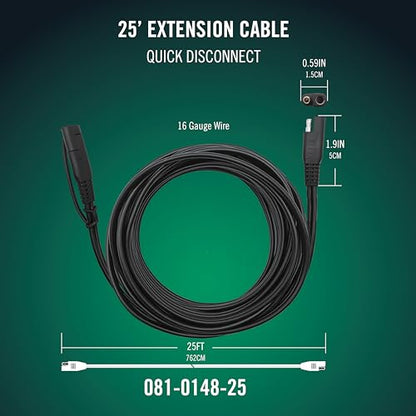 Battery Tender 25 Foot Extension SAE Cable - Designed for Use with Battery Tender Chargers - Quick Connect Plugs for Easy Connection to Motorcycle, Cars, ATVs and More - 081-0148-25 - style: 25 feet, Pack of 1