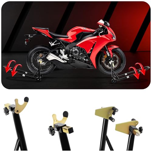 Universal Motorcycle Stand Front Rear Combo, 1000 LBS Heavy Duty Wheel Lift Stands with U Adjustable Swingarm, fits for Diversity of BMW, Suzuki, Yamaha, Honda, Kawasaki, Black - color: Black-2pcs