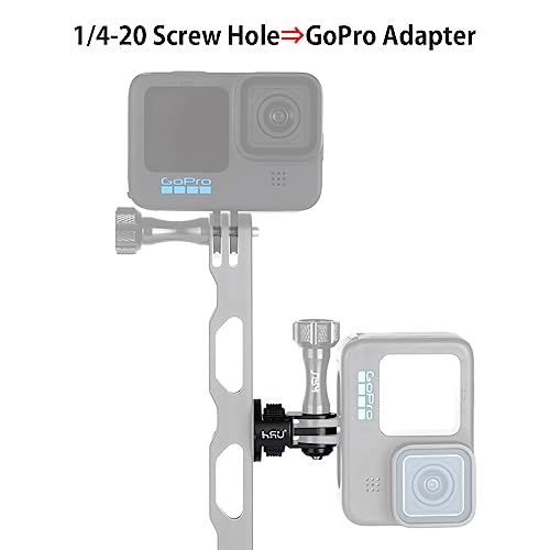 HSU Aluminum Tripod Mount Adapter, 1/4" 20 Mount for GoPro Hero 13/12/11/10/9/8/7 Insta360 X3/X2/X/RS/R and Other Cameras (Black)