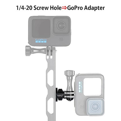 HSU Aluminum Tripod Mount Adapter, 1/4" 20 Mount for GoPro Hero 13/12/11/10/9/8/7 Insta360 X3/X2/X/RS/R and Other Cameras (Black)