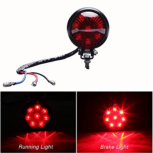 Motorcycle Tail Light LED Bates Style Bullet Brake Stop Rear Lamp Compatible with Cafe Racer Bobber Chopper Bonneville - Red - color: Red
