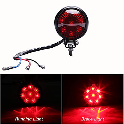 Motorcycle Tail Light LED Bates Style Bullet Brake Stop Rear Lamp Compatible with Cafe Racer Bobber Chopper Bonneville - Red - color: Red
