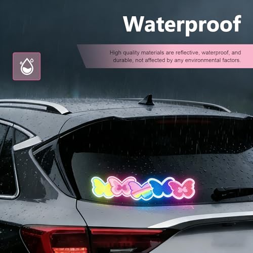 Car Reflective Stickers, Cute Butterfly High Intensity Reflective Safety Decal, Waterproof & Scratch-Covering Decor Sticker, Universal for Most Cars, Motorcycles, Helmets & Bikes - size: Butterfly