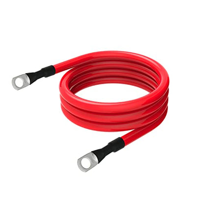 4 AWG Battery Cable 4AWG Gauge Pure Copper Battery Inverter Cables with 3/8 in Lugs Both Ends Power Inverter Wire Set for Automotive Solar Marine Boat RV Car Motorcycle Red and Black (6ft) - size: 6ft