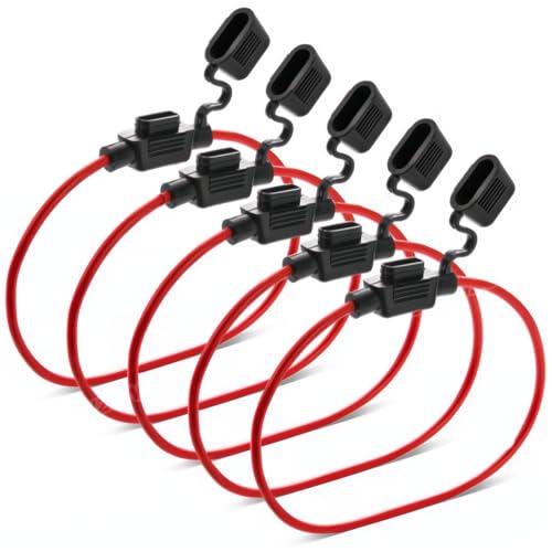 12 AWG Inline Fuse Holder 12V Upgraded 12 AWG Waterproof Fuse Holder with Standard Car Fuses 2A 3A 5A 7.5A 10A 15A 20A 25A 30A in Line Fuses Holders 12v for Marine Car Holders Mini 30 AMP 5 PCS