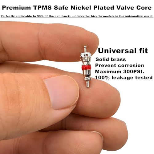 104Pcs Valve Core Removal Tool Set,Premium TPMS Safe, 100Pcs Tire Valve Cores,Nickel Plated Schrader Valve Cores for Cars, SUVs, Bike and Bicycle, Trucks, Motorcycles HVAC Applications Tire Repair