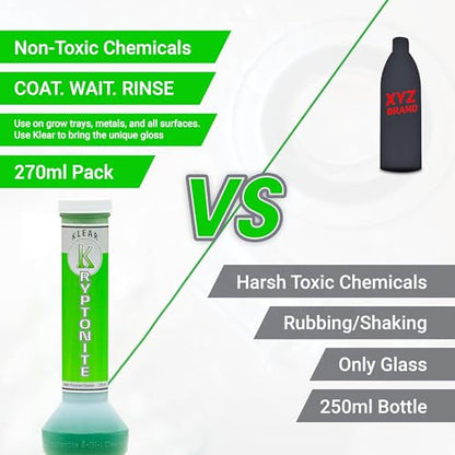 KLEAR Kryptonite Multipurpose Glass Cleaner |Powerful Cleaning 5-1 Combo | Glass Friendly & Alcohol-Free Glass Cleaner| Coat, Relax, Rinse| 9 oz (Pack of 1) - style: Pack of 1