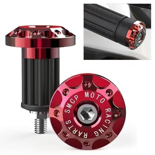2 PCS Motorcycle Bar End Plug, Alloy Anti-rust Anti-collision Handlebar Grip End Caps, 7/8" 22mm Handlebar Decorations, for Most Scooters, Off-Road Motorcycles (Red) - color: Red